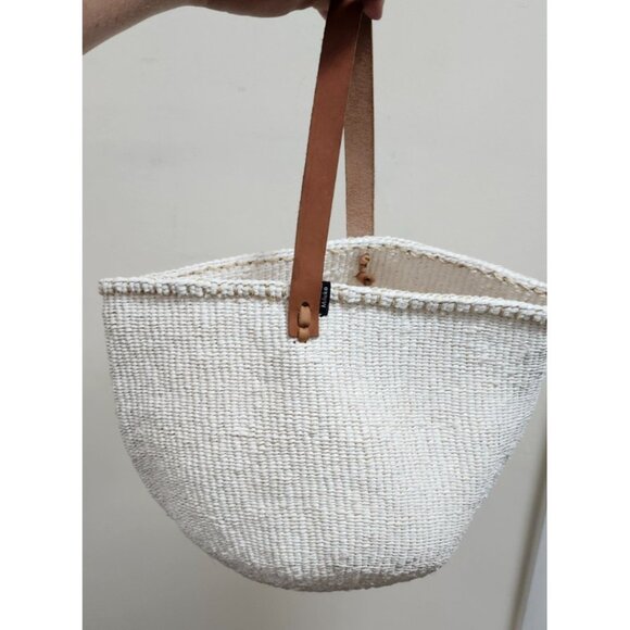MIFUKO MEDIUM SHOPPER BEACH BASKET WOVEN WHITE  BAG - Picture 2 of 10